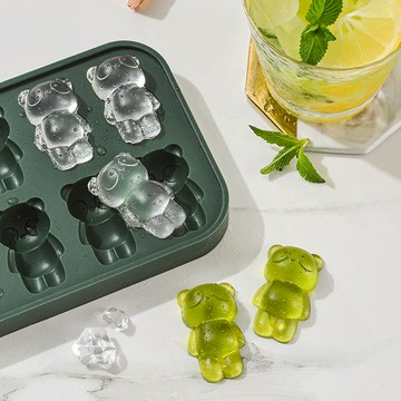 德國 Plazotta 小熊矽膠製冰盒 (墨綠/酪梨綠) 造型製冰盒 冰塊盒