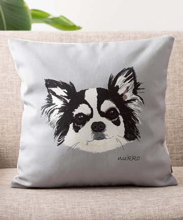 Nukko × Jubilee合作設計 亞麻布抱枕套 寵物圖案 吉娃娃(Sora)