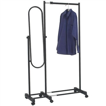 活動式伸縮吊衣架+穿衣鏡架(可調整角度)