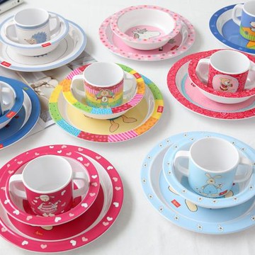 自留 出口德國兒童卡通小刺猬INS餐具雙耳杯學米糊碗飯碗面碗餐盤