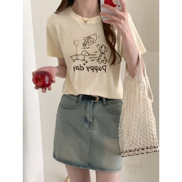 【CHILL】現貨 狗狗萬歲｜韓系手繪風 Puppy趣味插畫短Tee 印花T恤 夏季上衣 百搭單品 小資穿搭