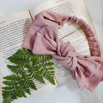 紛紛 櫻花粉 雙層大蝴蝶扭結髮帶 ggoomstudio