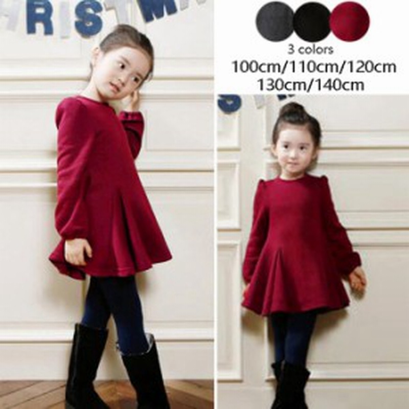 リボン付き ワンピース キッズ 裏起毛 韓国子供服 ドレス Aライン 赤 黒 綿 発表会 結婚式 入学式 卒業式 Kswp Ksf 02 通販 Lineポイント最大1 0 Get Lineショッピング
