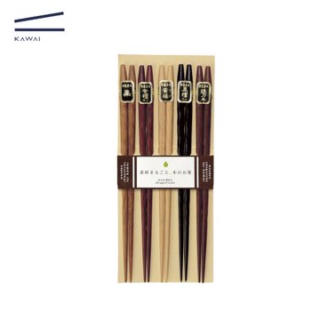 【Kawai】日本進口特選唐木筷-螺紋款(共5雙) (栗木/鐵刀木/黑檀木/紫檀木/黃楊木)