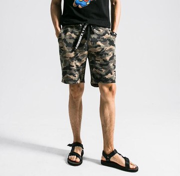 FINDSENSE MD 日系 時尚 潮 男 針織 花色迷彩 五分褲 休閒短褲 海灘短褲