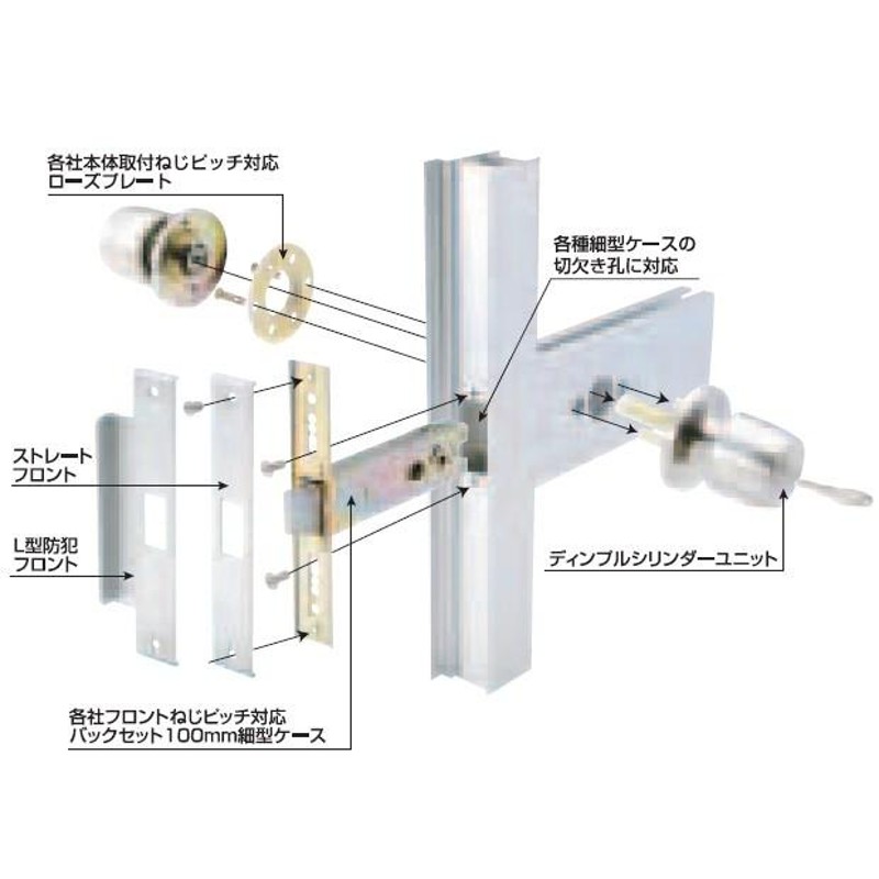 ドアノブ サッシ取替錠 CH-123D 玄関錠 勝手口錠 ドア握り玉 バック