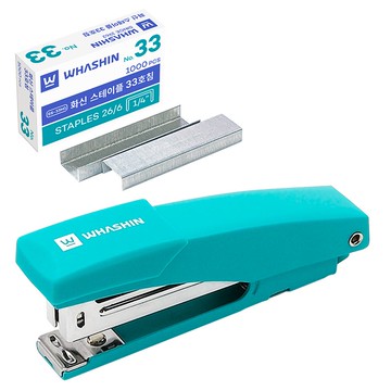 WHASHIN 135K 手持式釘書機 + 33號釘書針 1000入  顏色隨機  1組
