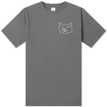 左胸 Nose Picking Cat 短袖T恤 深灰色 貓咪挖鼻孔 厭世禮物
