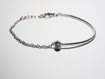 925銀鍍18K白金鑲方晶鋯石手鐲