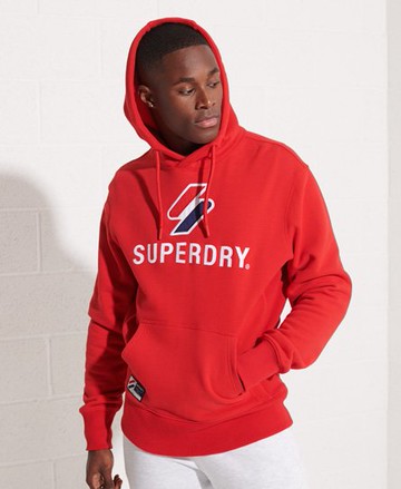 Superdry Men's Men's Code Logo Applique Hoodie Red / Risk Red - Size: XS