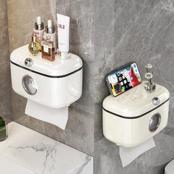 日本精工衛生間紙巾盒壁掛式免打孔防水廁紙盒浴室創意抽紙盒