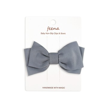 Feena - No.74蝴蝶結髮夾-淺灰
