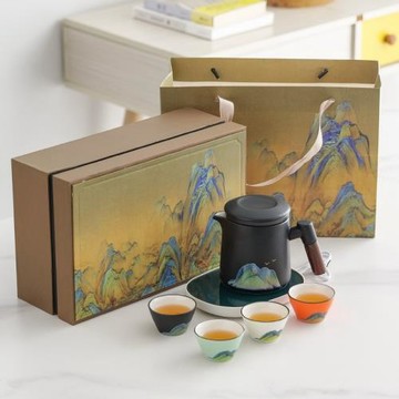 美甚年會公司紀念品商務禮品logo實用高檔禮盒裝帶恒溫墊陶瓷茶具
