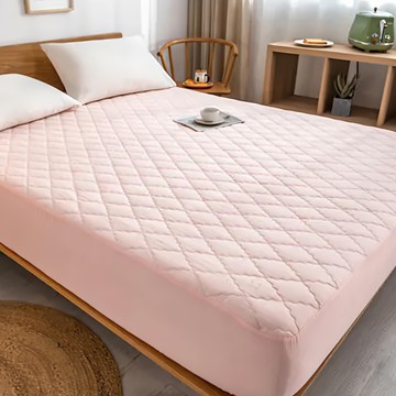 防水透氣網眼吸濕排汗防蹣床包式保潔墊 磨毛夾棉材質  單人加大(120cm)  珊瑚粉