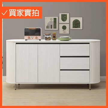 6尺岩板白榆木收納櫃 餐櫃 碗盤收納 置物櫃 吧檯桌 餐櫃 收納櫃【163A42601】Leader傢居館163-L310+L310岩板白榆木