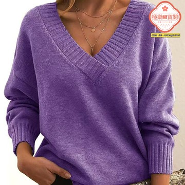 【慵懶百搭】套頭毛衣 針織衫 毛衣女 打底衫 針織打底衫 寬鬆V領 軟糯親膚 秋冬內搭 歐美風 休閒通勤