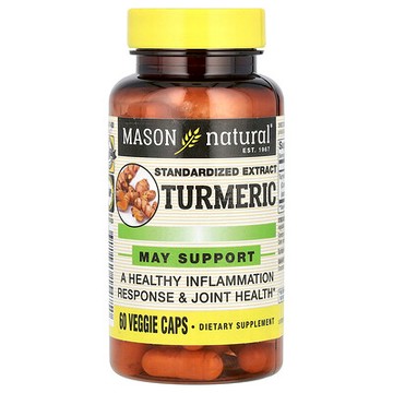 Mason Natural, 姜黃，標準化提取物，60 粒素食膠囊（每粒膠囊 500 毫克）