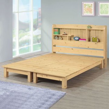 文創集 康順心5尺雙人實木床台(採用實木床底板)-151x208x105cm免組