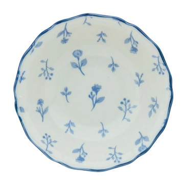 Eternité 花邊碗 日本美濃燒 17x4.5cm 480ml  法式鄉村風 白色 + 藍色  1個