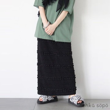 ehka sopo  可愛空氣感分層抓褶後開岔長裙