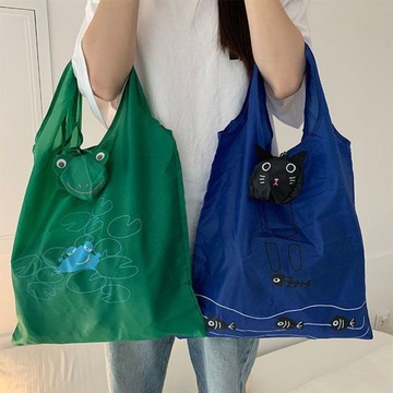 【唯家】超市環保袋 卡通折疊購物袋 大容量購物袋 單肩袋 環保袋 收納式袋子 可折疊 單肩 隨身 便攜 大容量袋子