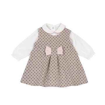 粉紅邦妮-提織點點兩件式背心洋裝套