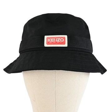 KENZO 5AC204 品牌皮標LOGO漁夫帽/遮陽帽.黑