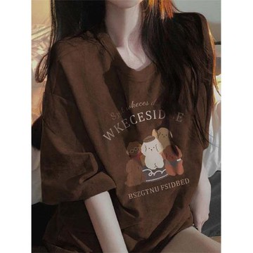 特大碼300斤純棉短袖t恤女2023春夏季寬松半袖美式復古小眾上衣潮