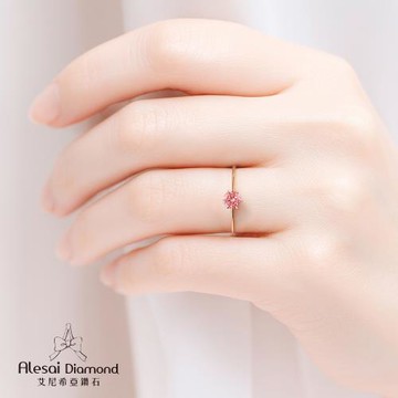 Alesai 艾尼希亞鑽石 粉紅鑽石 30分 18K 玫瑰金 六爪鑽戒 培育鑽石 (3EX 車工 粉鑽 FANCY VIVID PINK)