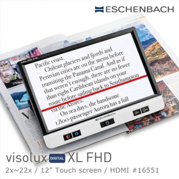 【德國 Eschenbach】visolux DIGITAL XL FHD 2x-22x 12吋高畫質HDMI觸控可攜式擴視機 16551 (公司貨)