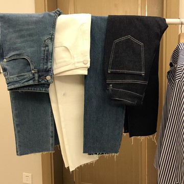 品牌工廠折扣店清倉特價梨形之友高腰顯瘦毛邊小直筒牛仔褲女春