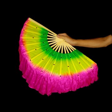 真絲舞蹈扇 真絲舞蹈扇子跳舞扇子雙面一對演出左右手膠州扭秧歌扇廣場舞扇子 【CM1202】