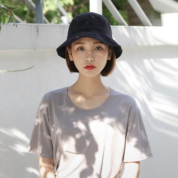 日系文藝純色漁夫帽韓國休閑百搭遮陽帽子女春夏款出游可折疊盆帽