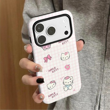 格紋凱蒂貓iPhone17Pro手機殼16菲林二合一15Promax雙層14Pro韓國
