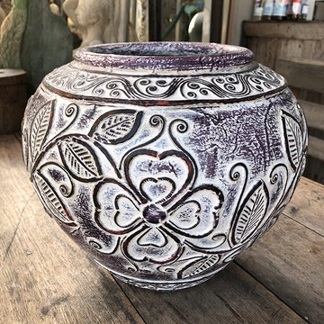 泰式植物造型陶土燒制擺件 室內景觀室外簡約花盆 會所餐廳裝飾品1入