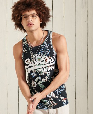 Superdry Men's Men's Vintage Logo All Over Print Vest Black / Black Hawaiian - Size: XS