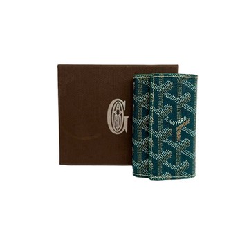 GOYARD 經典綠色LOGO防水皮革鑰匙圈