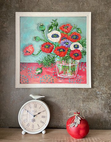 花瓶裡的罌粟花花束靜物馬蒂斯啟發室內裝飾