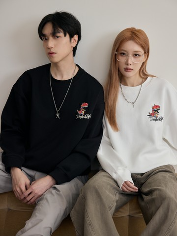 童趣恐龍背圖大學T