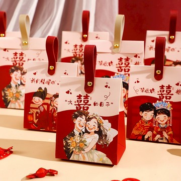 【桃園出貨 發票+統編】創意中式喜糖盒 大囍的日子 喜糖提袋 中式喜糖袋 糖果盒 婚禮小物 桌上禮 伴手禮