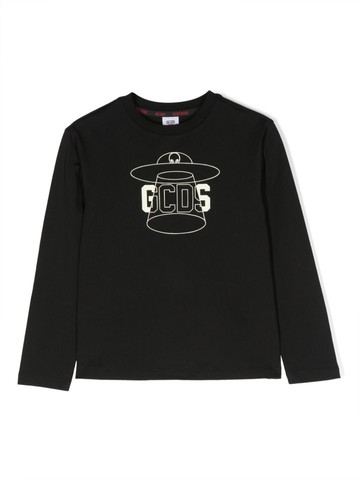 Gcds Kids - Weirdo logo-print T-shirt - kids - Cotton - 12 yrs - Black