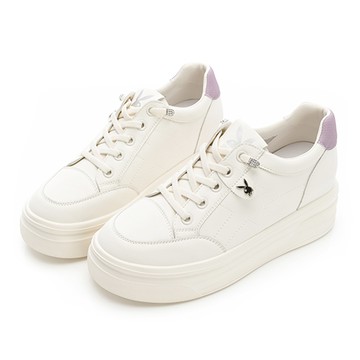 ⚡快閃ON SALE｜PLAYBOY 學院知性風 厚底免綁帶增高鞋-白紫(PY1066)