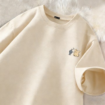 【現貨！台灣當天發】日系100%純棉短袖 重磅T恤 男生衣服 簡約印花寬鬆上衣 潮男衣服 白色上衣 情侶同款棉T 白T