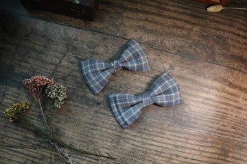 浅蓝色小格子领结文艺青年蝴蝶结西装搭配神器