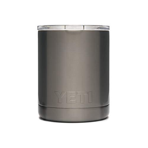 YETI Rambler 10オンス ローボール 蓋付き 真空断熱 ステンレス製、グラファイト