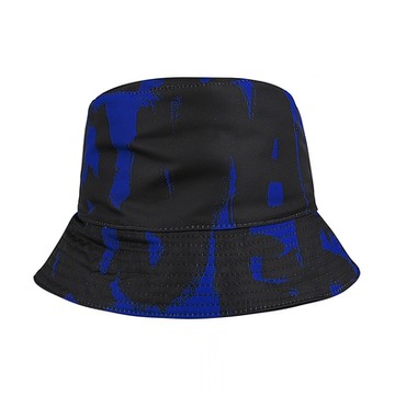 ALEXANDER McQUEEN字母塗鴉印花LOGO設計滌綸漁夫帽(皇家藍x黑)