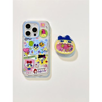 古早拓麻歌子貼畫蘋果iphone16雙層15磁吸14支架13可愛透明手機殼 ·搖搖樂大嘴麻美吉磁吸【單支架】蘋果