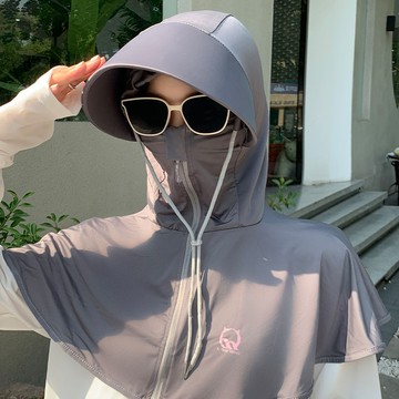 防風防晒遮陽帽 電瓶車防晒面罩 護頸一件式 脖子防曬面罩 遮臉防曬帽 女成人防曬面罩 護頸一體戶外電動車遮陽