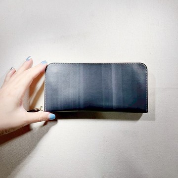 植鞣革長夾_12卡U型拉練_灰藍