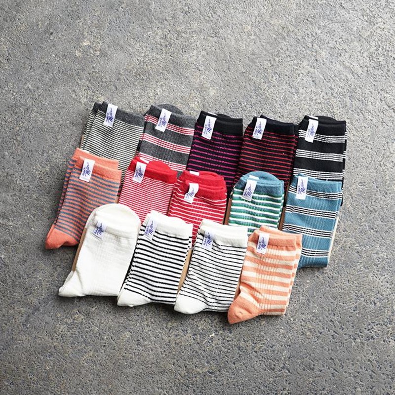 Robert P. Miller ミラー Crew length border socks ソックス 靴下 リブソックス 無地 ホワイト レディース ボーダー  ボーダーソックス LINEショッピング